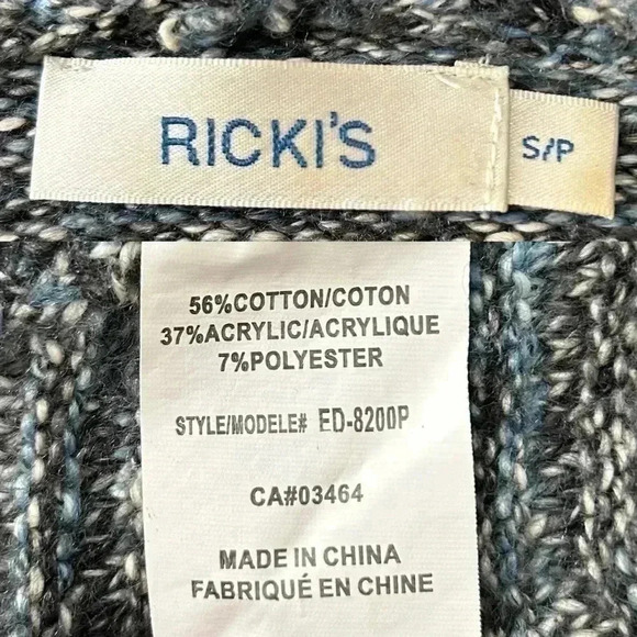 Ricki’s Cardigan Open Front Shawl Collar  Circle Sweater Blue Grey Size Small - Picture 12 of 16